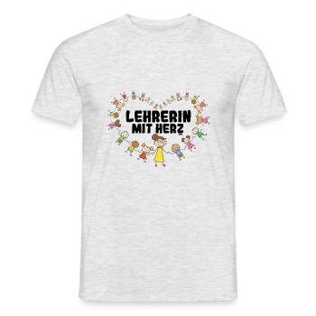 Lehrerin mit Herz - Männer T-Shirt - Grau meliert - Vorne - AI Model Male 178 dark (178cm)