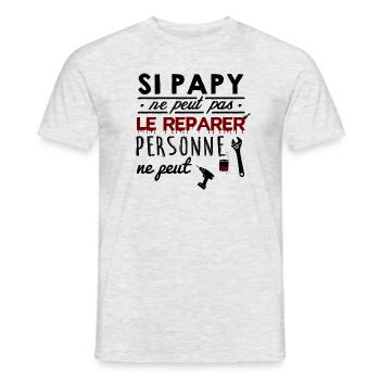 Si papy ne peut pas le réparer personne ne peut - T-shirt homme - gris chiné - Devant - AI Model Male 178 dark (178cm)