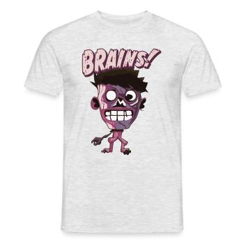 Brains - Funny Zombie Saying - Men's T-Shirt - heather grey - Front - AI Model Male 178 dark (178cm)