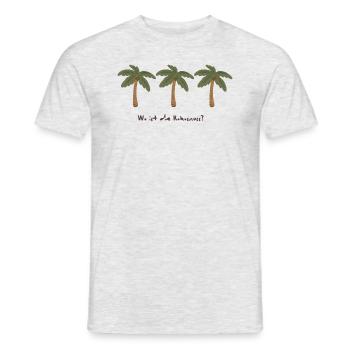 Wo ist die Kokosnuss - Männer T-Shirt - Grau meliert - Vorne - AI Model Male 178 dark (178cm)