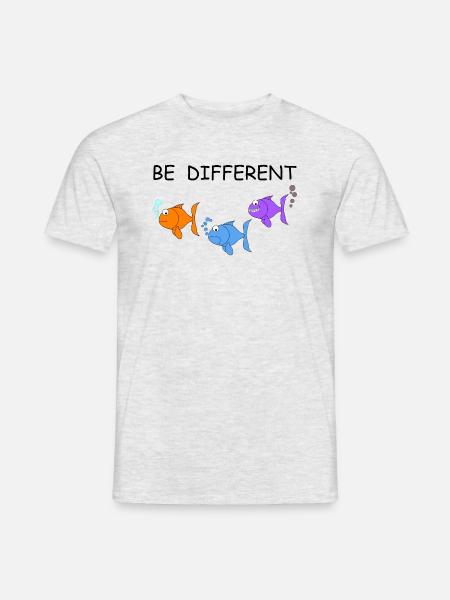 Sei anders | Fisch, lustige Bilder, Angel - Männer T-Shirt - Grau meliert