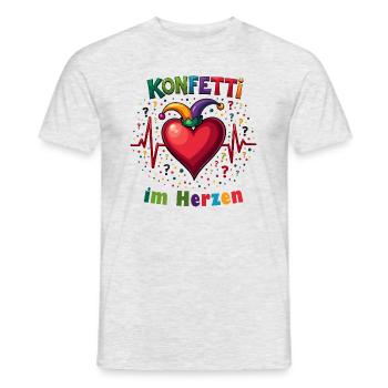 Karneval Herzschlag - Konfetti - Männer T-Shirt - Grau meliert - Vorne - AI Model Male 178 dark (178cm)