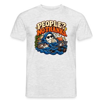 Leute? Nein, danke. | Lustiger Introvertierter - Männer T-Shirt - Grau meliert - Vorne - AI Model Male 178 dark (178cm)