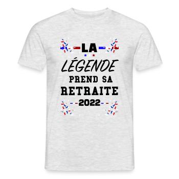 Retraité 2022 Citation Collègue Départ en Retraite - T-shirt homme - gris chiné - Devant - AI Model Male 178 dark (178cm)