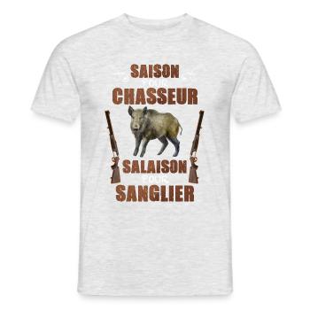 La Saison De La Chasse Au Sanglier Humour - T-shirt homme - gris chiné - Devant - AI Model Male 178 dark (178cm)