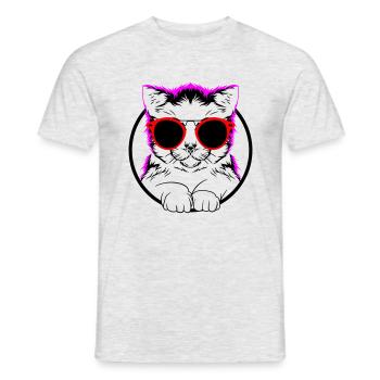 Farben änderbar | COOL CAT - COOLE KATZE - Männer T-Shirt - Grau meliert - Vorne - AI Model Male 178 dark (178cm)