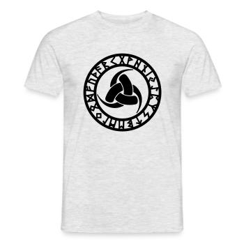 cornes du Dieu Odin, triple horn of Odin, runes - T-shirt homme - gris chiné - Devant - AI Model Male 178 dark (178cm)
