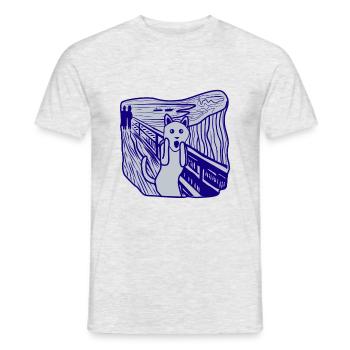 Katze schreit - Männer T-Shirt - Grau meliert - Vorne - AI Model Male 178 dark (178cm)