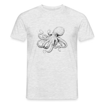 Delicate Octopus Octopus Illustration in Black - Men's T-Shirt - heather grey - Front - AI Model Male 178 dark (178cm)