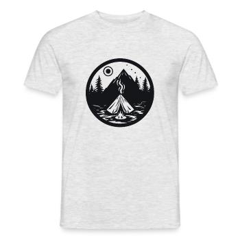 Camping, paysage avec des montagnes, des arbres comme autocollants - T-shirt homme - gris chiné - Devant - AI Model Male 178 dark (178cm)