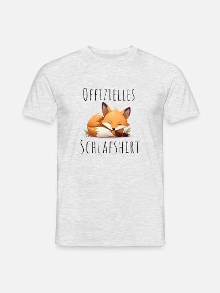 Offizielles Schlafshirt mit süßem Fuchs - Männer T-Shirt - Grau meliert