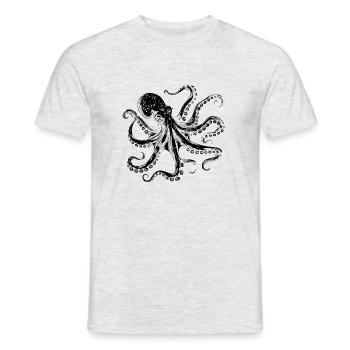 Illustration de poulpe cool en noir - T-shirt homme - gris chiné - Devant - AI Model Male 178 dark (178cm)