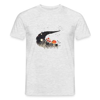 Surreal Caterpillar with Toadstools - Forest Motif - Men's T-Shirt - heather grey - Front - AI Model Male 178 dark (178cm)