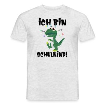 Schulbeginn Einschulung Dino Spruch Schulanfang - Männer T-Shirt - Grau meliert - Vorne - AI Model Male 178 dark (178cm)