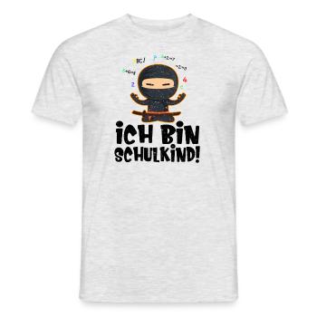 Schulbeginn Ninja Schulkind Spruch Einschulung - Männer T-Shirt - Grau meliert - Vorne - AI Model Male 178 dark (178cm)