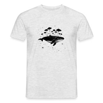 Surrealer Wal mit Pilzen im Weltraum mit Sternen - Männer T-Shirt - Grau meliert - Vorne - AI Model Male 178 dark (178cm)