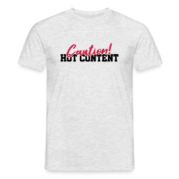Caution Hot Content - Männer T-Shirt - Grau meliert - Vorne - AI Model Male 178 dark (178cm)