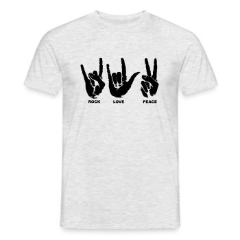 Rock Love Peace - Männer T-Shirt - Grau meliert - Vorne - AI Model Male 178 dark (178cm)