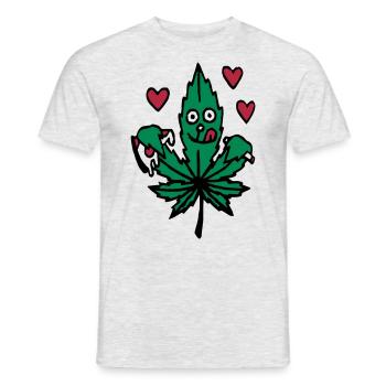 Kiffen und Pizza Liebe - Männer T-Shirt - Grau meliert - Vorne - AI Model Male 178 dark (178cm)