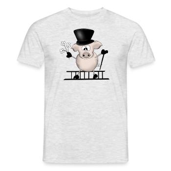 Cochon bonne chance Félicitations Nouvel An - T-shirt homme - gris chiné - Devant - AI Model Male 178 dark (178cm)