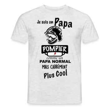 Papa pompier le meilleur - T-shirt homme - gris chiné - Devant - AI Model Male 178 dark (178cm)