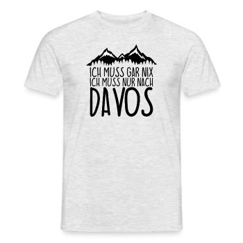 Ich muss gar nix Ich Muss nur nach DAVOS - Männer T-Shirt - Grau meliert - Vorne - AI Model Male 178 dark (178cm)