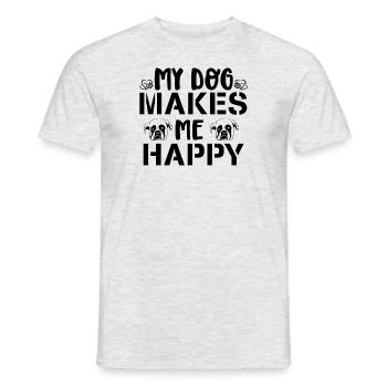 Mon chien me rend heureux - T-shirt homme - gris chiné - Devant - AI Model Male 178 dark (178cm)