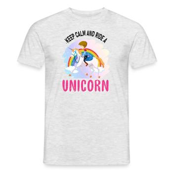Restez calme et montez une licorne licorne - T-shirt homme - gris chiné - Devant - AI Model Male 178 dark (178cm)