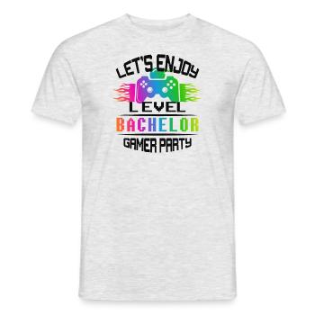Level BACHELOR keep calm and game on - Männer T-Shirt - Grau meliert - Vorne - AI Model Male 178 dark (178cm)