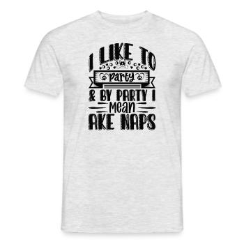J’aime la fête avec la fête, je veux dire la sieste - T-shirt homme - gris chiné - Devant - AI Model Male 178 dark (178cm)