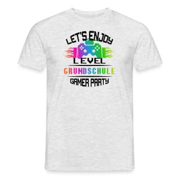 Level GRUNDSCHULE keep calm and game on - Männer T-Shirt - Grau meliert - Vorne - AI Model Male 178 dark (178cm)