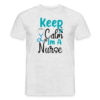 Restez calme chez une infirmière - T-shirt homme - gris chiné - Devant - AI Model Male 178 dark (178cm)
