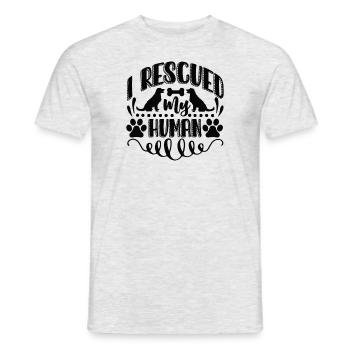 Ich habe meinen Menschen gerettet - Männer T-Shirt - Grau meliert - Vorne - AI Model Male 178 dark (178cm)
