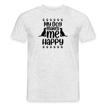 Mon chien me rend heureux - T-shirt homme - gris chiné - Devant - AI Model Male 178 dark (178cm)