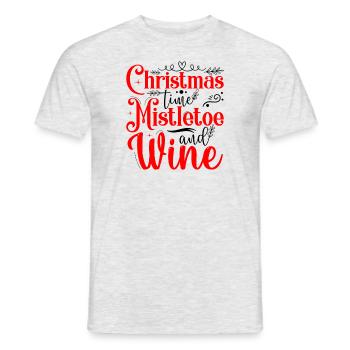 Weihnachtszeit Mistelzweig und Wein Ugly Christmas - Männer T-Shirt - Grau meliert - Vorne - AI Model Male 178 dark (178cm)