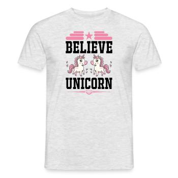 Belief in Unicorn Unicorn - Men's T-Shirt - heather grey - Front - AI Model Male 178 dark (178cm)