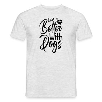 Life is better with dogs - Men's T-Shirt - heather grey - Front - AI Model Male 178 dark (178cm)