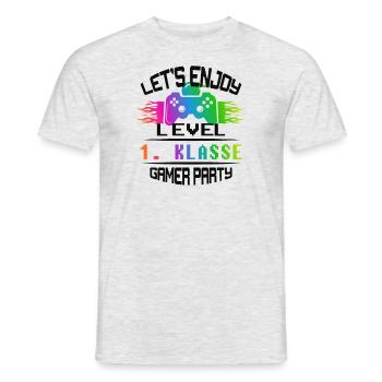 Niveau 1 .CLASS restez calme et jouez - T-shirt homme - gris chiné - Devant - AI Model Male 178 dark (178cm)