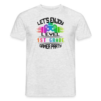 Niveau 1ST GRADE restez calme et jouez - T-shirt homme - gris chiné - Devant - AI Model Male 178 dark (178cm)