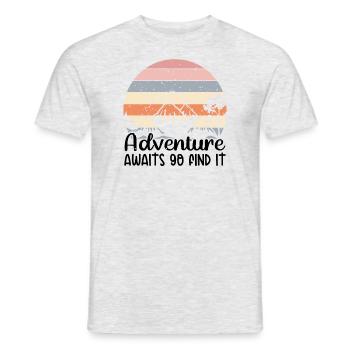 The adventure is waiting, find it hiking - Men's T-Shirt - heather grey - Front - AI Model Male 178 dark (178cm)