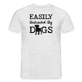 Facilement distrait par les chiens - T-shirt homme - gris chiné - Devant - AI Model Male 178 dark (178cm)