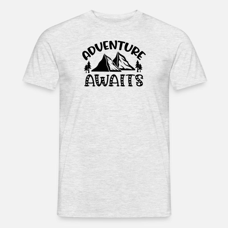 Abenteuer erwarten dich Wandershirt - Männer T-Shirt - Grau meliert