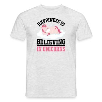 Le bonheur, c’est croire en la licorne licorne - T-shirt homme - gris chiné - Devant - AI Model Male 178 dark (178cm)