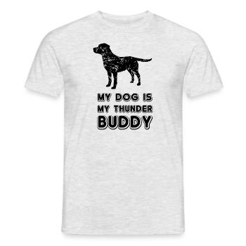 Mein Hund ist mein Thunder Buddy - Männer T-Shirt - Grau meliert - Vorne - AI Model Male 178 dark (178cm)