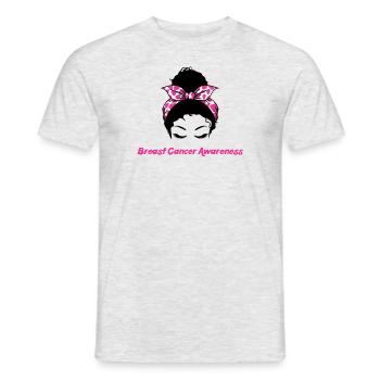 Messy Bun Awareness Brustkrebs - Männer T-Shirt - Grau meliert - Vorne - AI Model Male 178 dark (178cm)