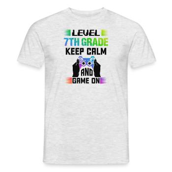 Level 7TH GRADE keep calm and game on - Men's T-Shirt - heather grey - Front - AI Model Male 178 dark (178cm)