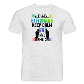 Level 8TH GRADE keep calm and game on - Men's T-Shirt - heather grey - Front - AI Model Male 178 dark (178cm)