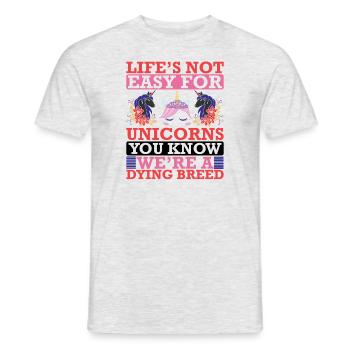 La vie n’est pas facile pour Unicorn Unicorn - T-shirt homme - gris chiné - Devant - AI Model Male 178 dark (178cm)