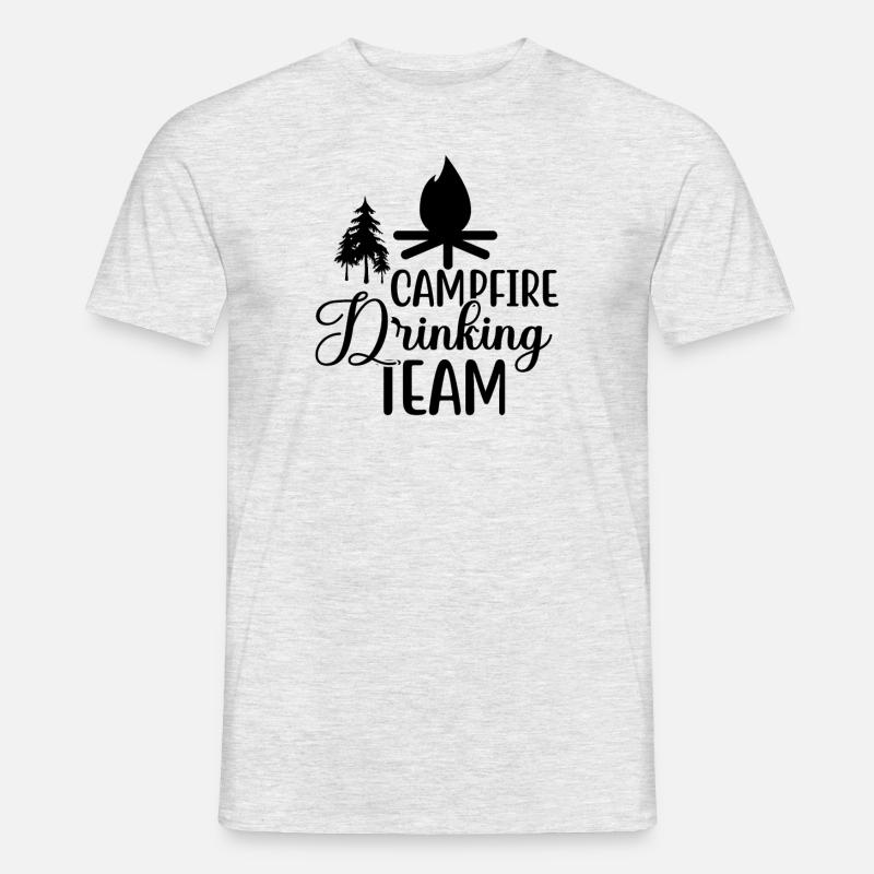 Lagerfeuer Drinking Team Wandershirt - Männer T-Shirt - Grau meliert