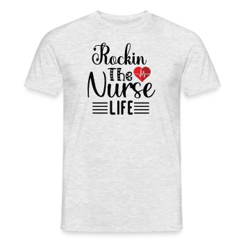 Rockin The Nurse Life - Men's T-Shirt - heather grey - Front - AI Model Male 178 dark (178cm)